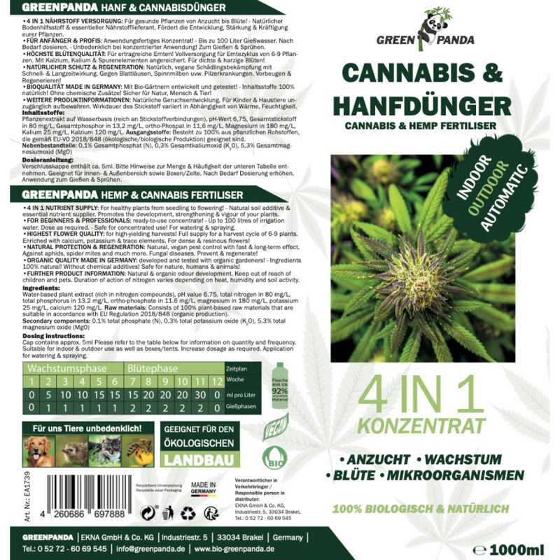 GreenPanda - 100% biologisch - Cannabisdünger/Hanfdünger - 1 Liter-ABIS_LAWN_AND_GARDEN-EKNA GmbH & Co. KG