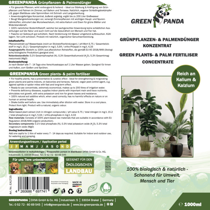 GreenPanda - 100% biologisch - Grünpflanzendünger & Palmdünger - 1 Liter-ABIS_LAWN_AND_GARDEN-EKNA GmbH & Co. KG