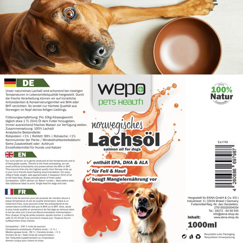 WEPO - Norwegisches Lachsöl - 1 Liter Fischöl für Hunde-PET_SUPPLIES-EKNA GmbH & Co. KG